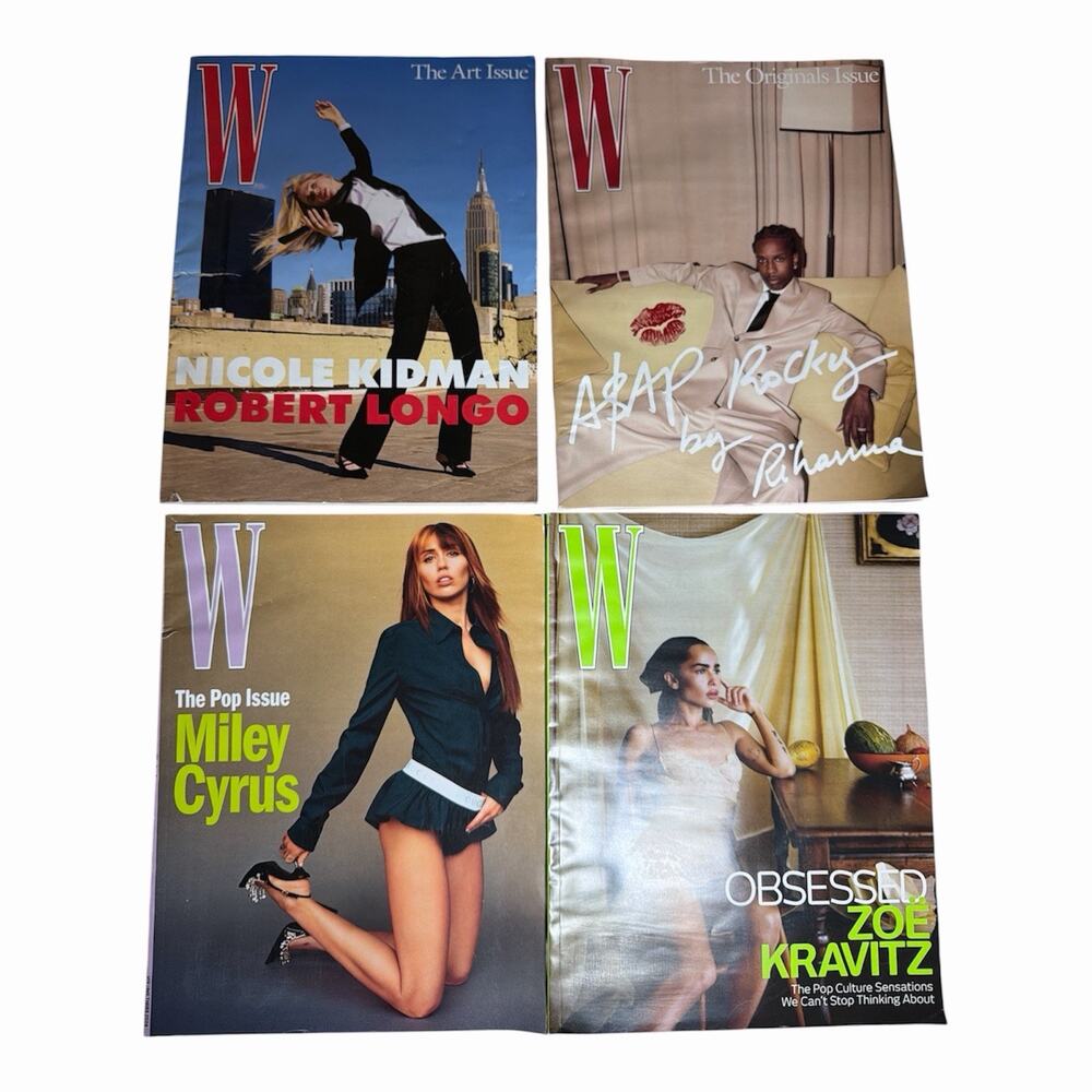 Lot of 4 W Magazines 2024 Covers Zoe Kravitz Nicole Kidman A$AP Rocky MileyCyrus